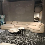 Curved Modular Sofa with Rounded Silhouette & Premium Matte Leather Upholstery